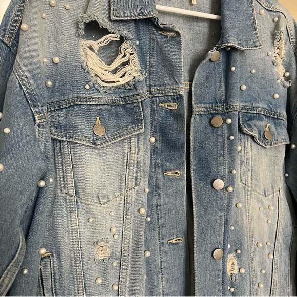 Free People Women's Sunday Funday Pearl Denim Jacket - Picture 3 of 4
